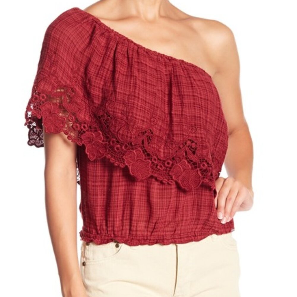 O'Neill Sabrina One-Shoulder Top NWT in Ruby Wine sz XL
